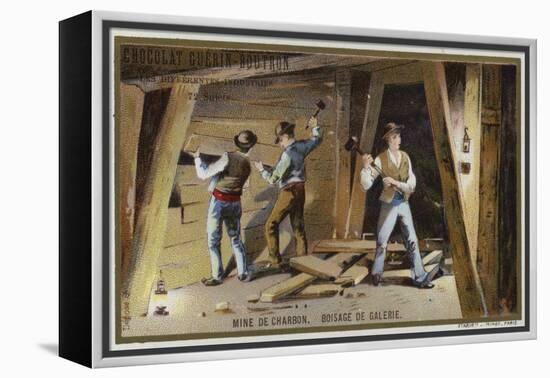 Coal Mine. Putting in Timber Pit Props in a Gallery-null-Framed Premier Image Canvas