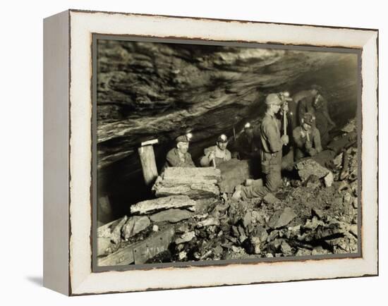 Coal Miners Working One Thousand Feet Below Surface-null-Framed Premier Image Canvas