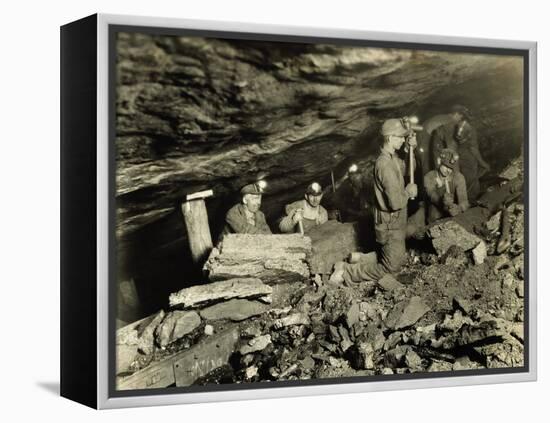 Coal Miners Working One Thousand Feet Below Surface-null-Framed Premier Image Canvas