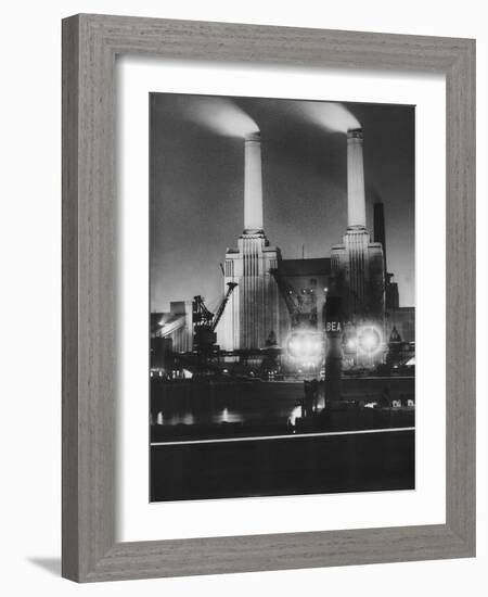 Coal Ships Unload at Battersea Power Station, July 1950-null-Framed Photographic Print