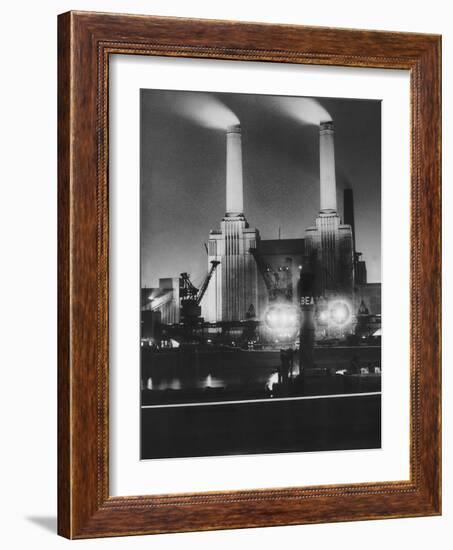 Coal Ships Unload at Battersea Power Station, July 1950-null-Framed Photographic Print