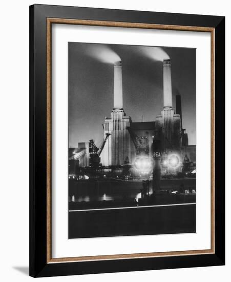 Coal Ships Unload at Battersea Power Station, July 1950-null-Framed Photographic Print