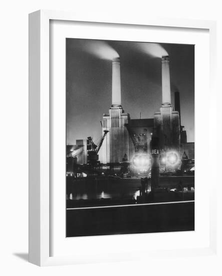 Coal Ships Unload at Battersea Power Station, July 1950-null-Framed Photographic Print