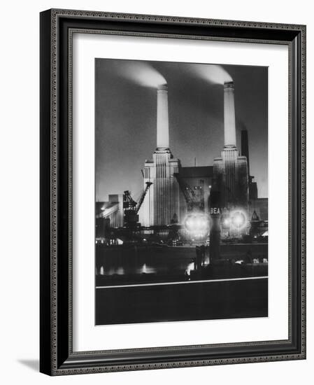 Coal Ships Unload at Battersea Power Station, July 1950-null-Framed Photographic Print