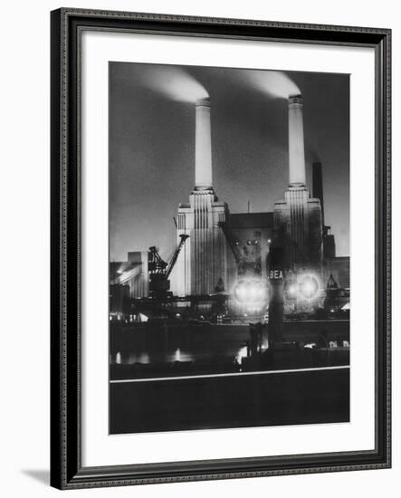 Coal Ships Unload at Battersea Power Station, July 1950-null-Framed Photographic Print