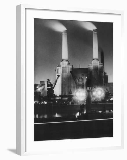 Coal Ships Unload at Battersea Power Station, July 1950-null-Framed Photographic Print