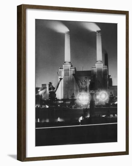 Coal Ships Unload at Battersea Power Station, July 1950-null-Framed Photographic Print