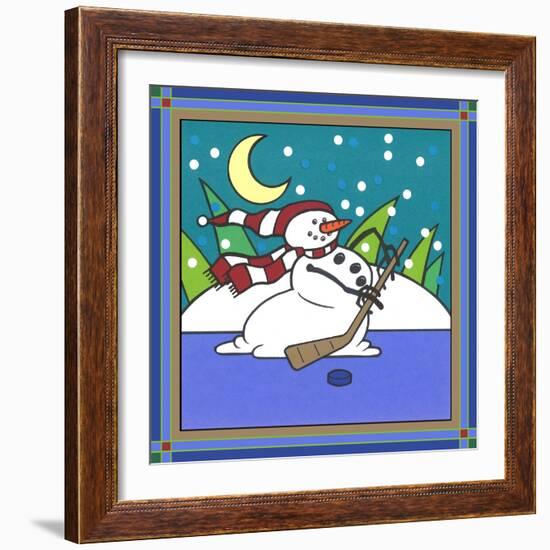 Coalman the Snowman Hockey 1-Denny Driver-Framed Giclee Print