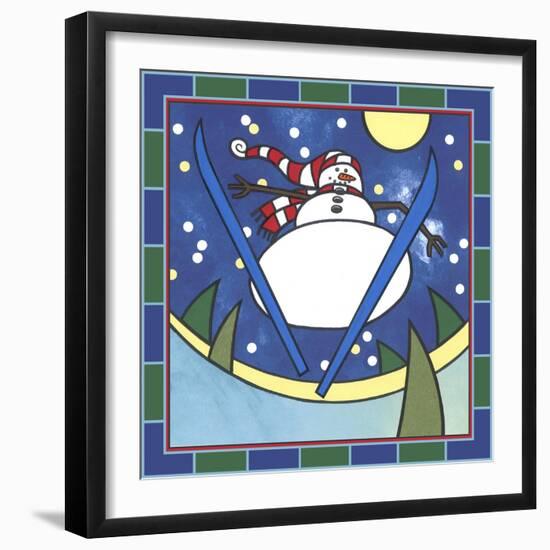 Coalman the Snowman Skiing 2-Denny Driver-Framed Giclee Print