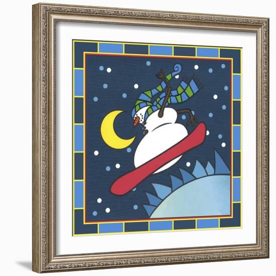 Coalman the Snowman Snowboarding 4-Denny Driver-Framed Giclee Print