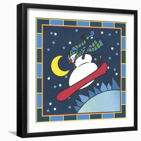 Coalman the Snowman Snowboarding 4-Denny Driver-Framed Giclee Print