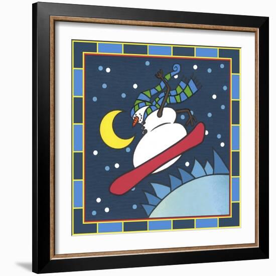 Coalman the Snowman Snowboarding 4-Denny Driver-Framed Giclee Print