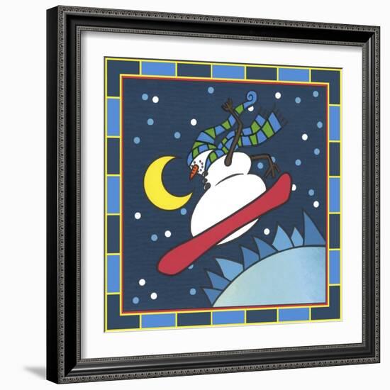 Coalman the Snowman Snowboarding 4-Denny Driver-Framed Giclee Print