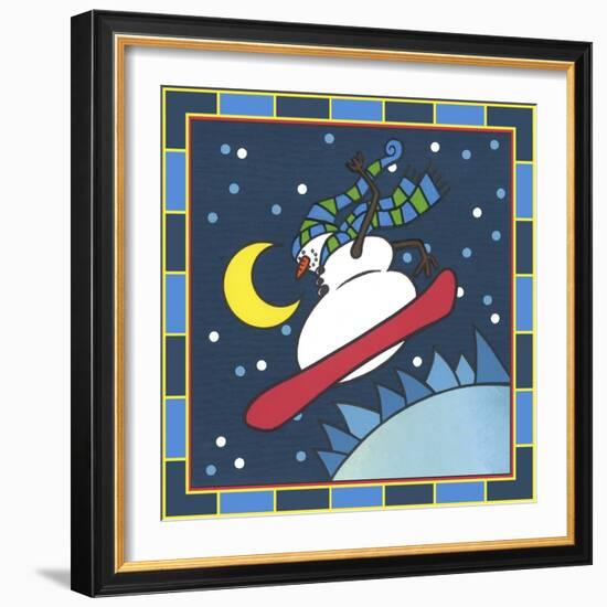 Coalman the Snowman Snowboarding 4-Denny Driver-Framed Giclee Print