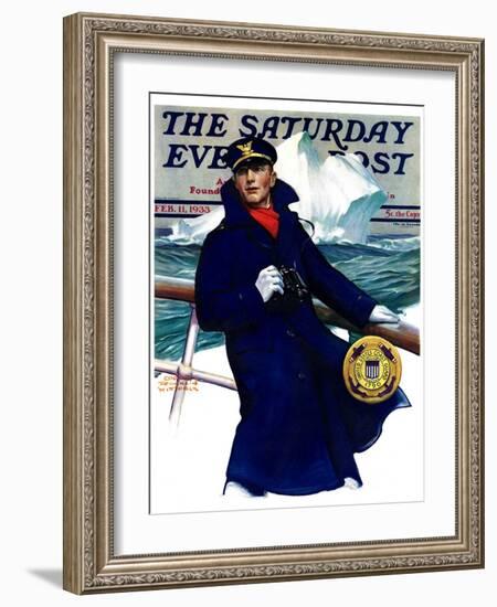 "Coast Guard," Saturday Evening Post Cover, February 11, 1933-Edgar Franklin Wittmack-Framed Premium Giclee Print