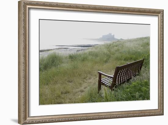 Coast Looking South with the Silhouette of Bamburgh Castle on the Horizon Bamburgh England-Natalie Tepper-Framed Photo