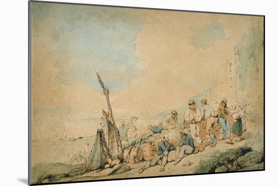 Coast Scene with Figures near a Wall-George Chinnery-Mounted Giclee Print