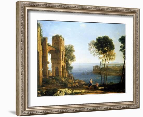 Coast View with Apollo and the Cumaean Sibyl, Between 1645 and 1649-Claude Lorraine-Framed Giclee Print