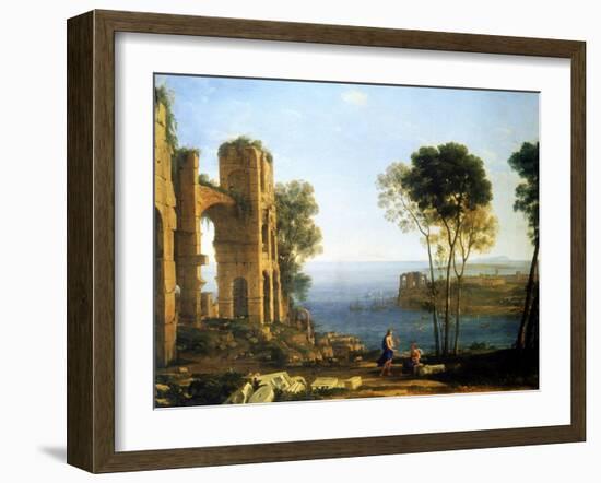 Coast View with Apollo and the Cumaean Sibyl, Between 1645 and 1649-Claude Lorraine-Framed Giclee Print