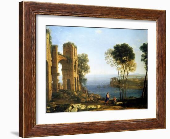 Coast View with Apollo and the Cumaean Sibyl, Between 1645 and 1649-Claude Lorraine-Framed Giclee Print