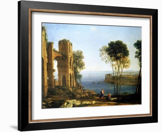 Coast View with Apollo and the Cumaean Sibyl, Between 1645 and 1649-Claude Lorraine-Framed Giclee Print