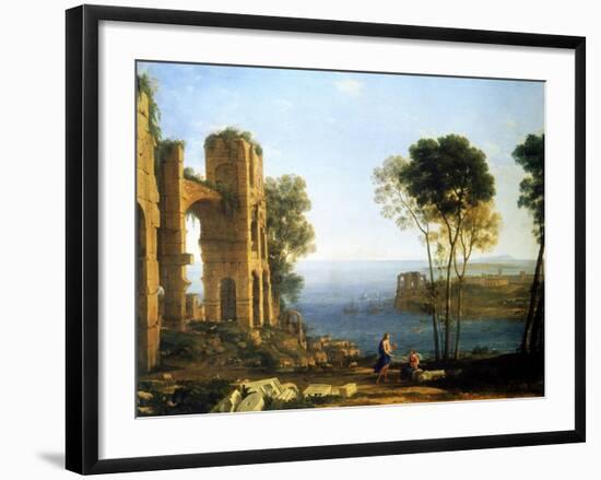 Coast View with Apollo and the Cumaean Sibyl, Between 1645 and 1649-Claude Lorraine-Framed Giclee Print