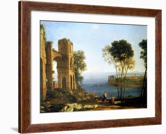 Coast View with Apollo and the Cumaean Sibyl, Between 1645 and 1649-Claude Lorraine-Framed Giclee Print