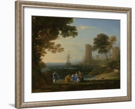 Coast View with the Abduction of Europa, c.1645-Claude Lorrain-Framed Giclee Print