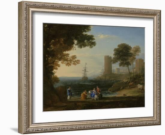 Coast View with the Abduction of Europa, c.1645-Claude Lorrain-Framed Giclee Print