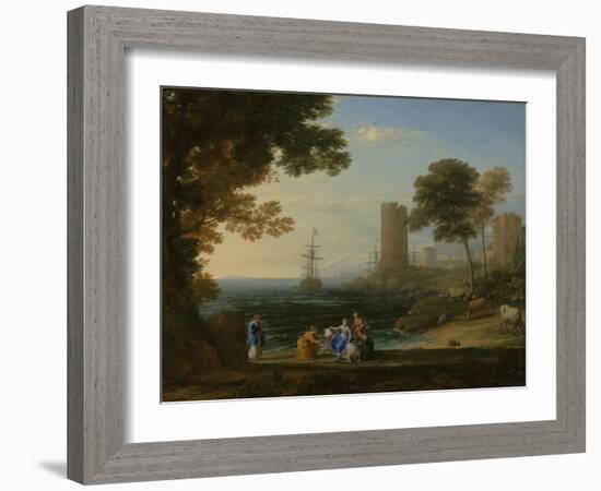 Coast View with the Abduction of Europa, c.1645-Claude Lorrain-Framed Giclee Print