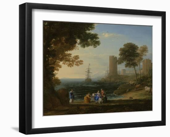 Coast View with the Abduction of Europa, c.1645-Claude Lorrain-Framed Giclee Print