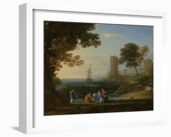 Coast View with the Abduction of Europa, c.1645-Claude Lorrain-Framed Giclee Print