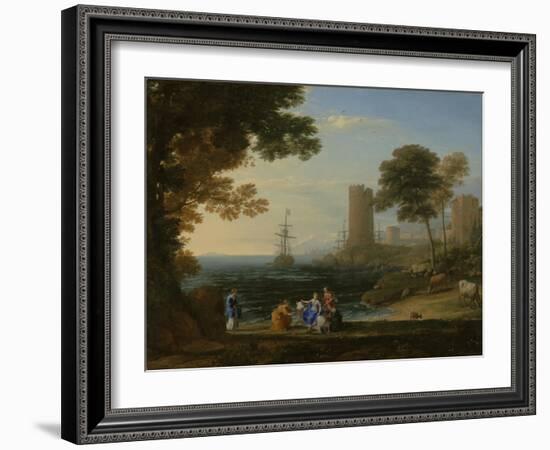 Coast View with the Abduction of Europa, c.1645-Claude Lorrain-Framed Giclee Print