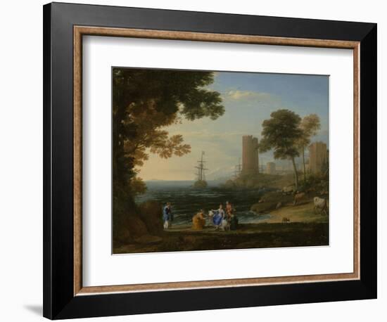 Coast View with the Abduction of Europa, c.1645-Claude Lorrain-Framed Giclee Print