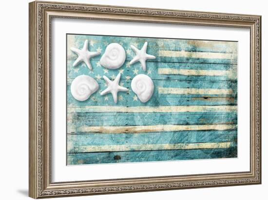 Coastal American Flag-Jace Grey-Framed Art Print