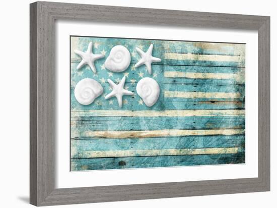 Coastal American Flag-Jace Grey-Framed Art Print