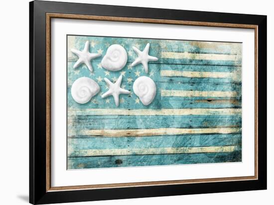 Coastal American Flag-Jace Grey-Framed Art Print