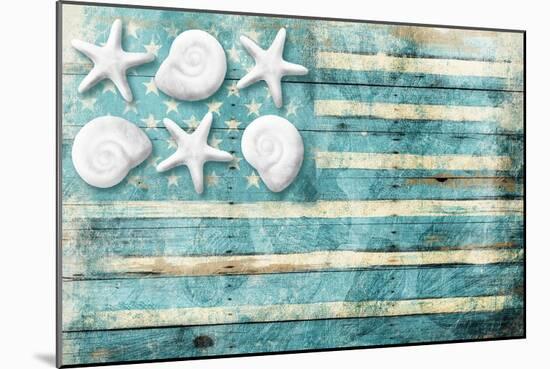 Coastal American Flag-Jace Grey-Mounted Art Print