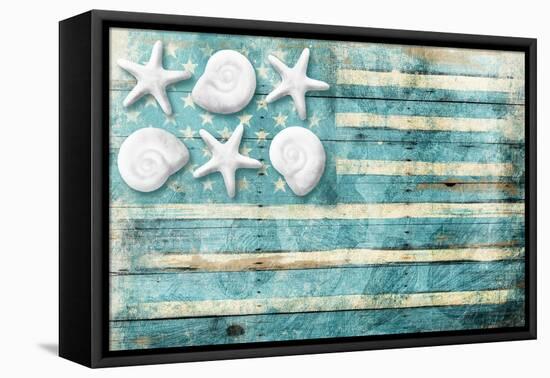 Coastal American Flag-Jace Grey-Framed Stretched Canvas
