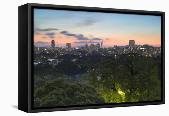 Coastal Area Skyline at Sunset, Fukuoka, Kyushu, Japan-Ian Trower-Framed Premier Image Canvas