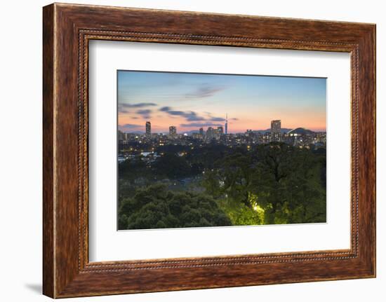 Coastal Area Skyline at Sunset, Fukuoka, Kyushu, Japan-Ian Trower-Framed Photographic Print