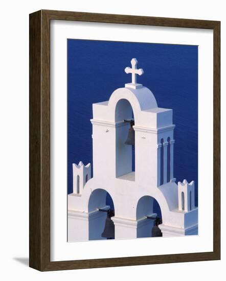 Coastal Bell Towers, Santorini, Greece-Keren Su-Framed Photographic Print