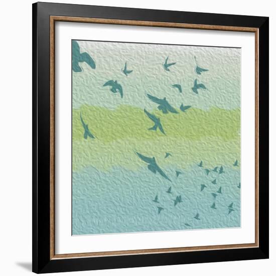 Coastal Birds Of Flight-Jace Grey-Framed Art Print