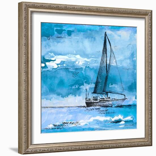 Coastal Boats in Watercolor I-Lanie Loreth-Framed Art Print