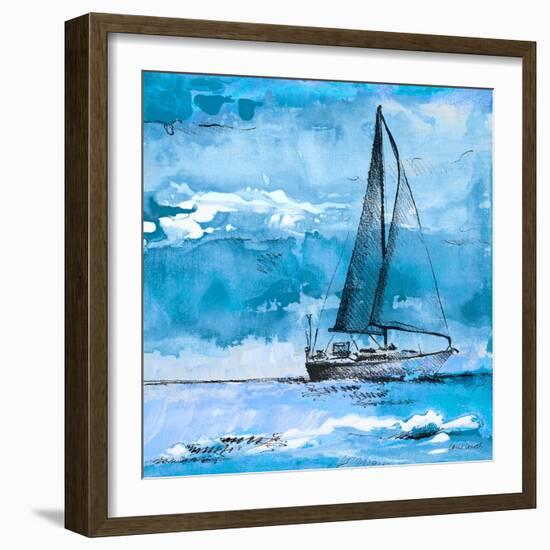 Coastal Boats in Watercolor I-Lanie Loreth-Framed Art Print