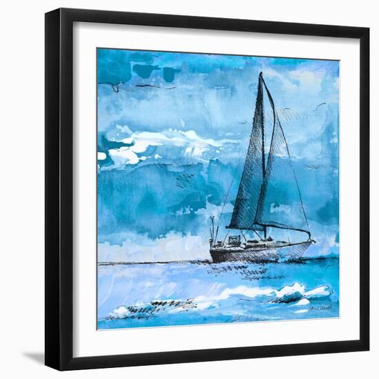 Coastal Boats in Watercolor I-Lanie Loreth-Framed Art Print