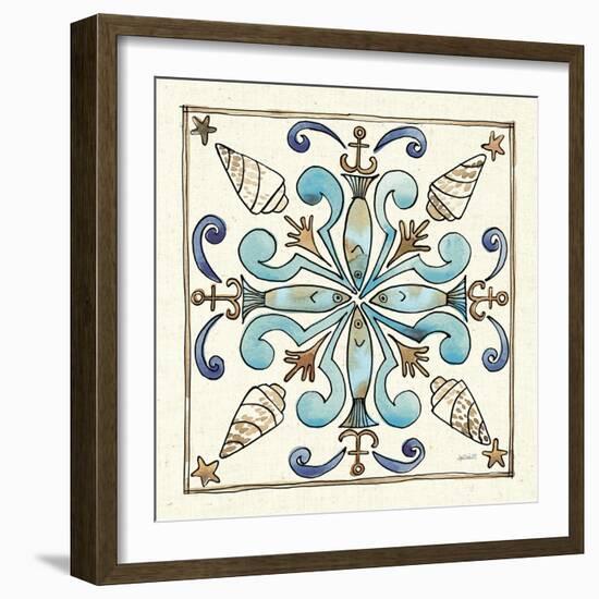 Coastal Breeze Tile IV-Anne Tavoletti-Framed Art Print