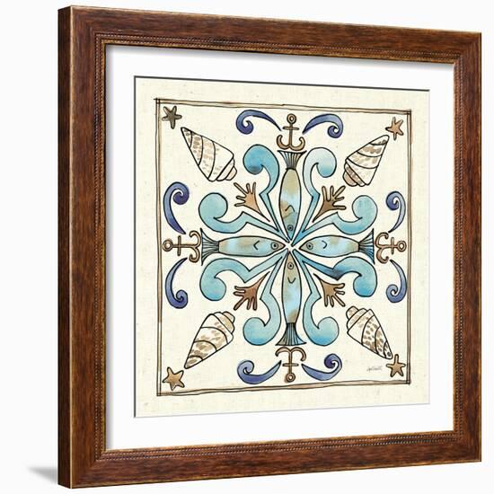 Coastal Breeze Tile IV-Anne Tavoletti-Framed Art Print