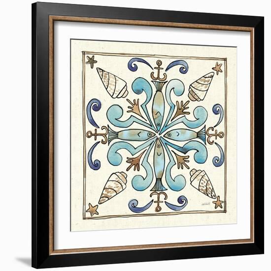 Coastal Breeze Tile IV-Anne Tavoletti-Framed Art Print