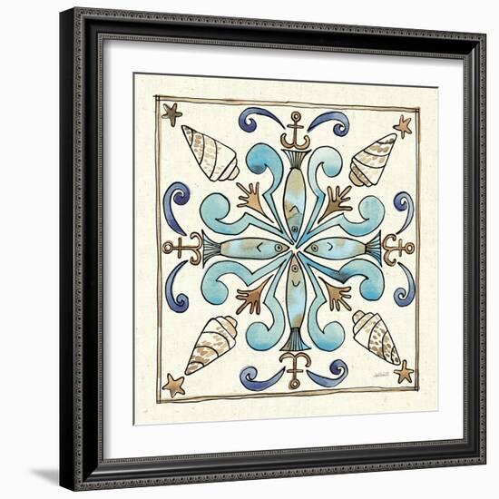 Coastal Breeze Tile IV-Anne Tavoletti-Framed Art Print